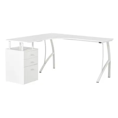 HOMCOM L-Shaped Corner PC Desk Table w/ Drawer Home Office Workstation, White