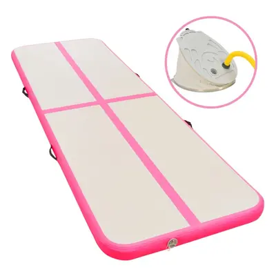 vidaXL Inflatable Gymnastics Mat with Pump 800cm PVC Pink Exercise Gym Carpet