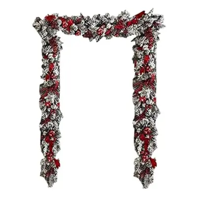 Christmas Garland Ornaments Wreaths Front Door Decorations Red White Wall Hanging Trim 1.5m,arti