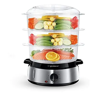 Aigostar Tier Food Steamer, Electric Vegetable Steamer with BPA Free Baskets and Rice Bowl, Litr