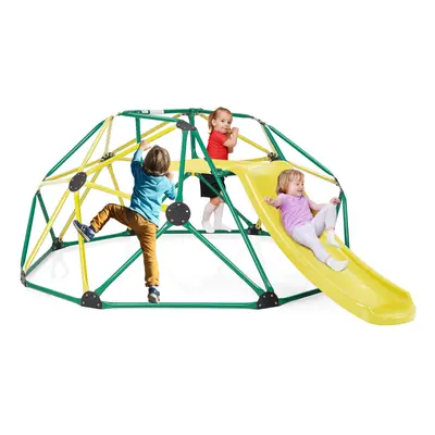 8FT Dome Climber Kids Toddler Climbing Frame w/ Slide & MetaL Structure