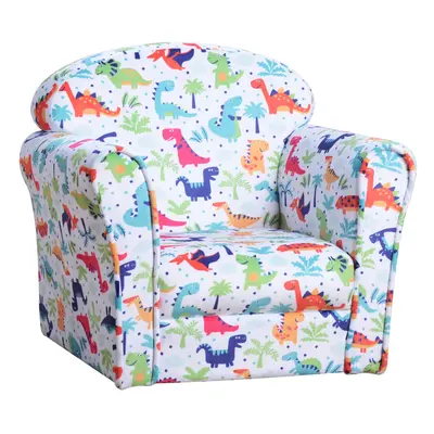 HOMCOM Children's Armchair Kids Sofa Tub Chair Seat Cartoon Flannel Wooden