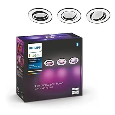 Philips Hue New Centura White and Colour Ambiance Smart Ceiling Light Spot Pack [Round - White] 