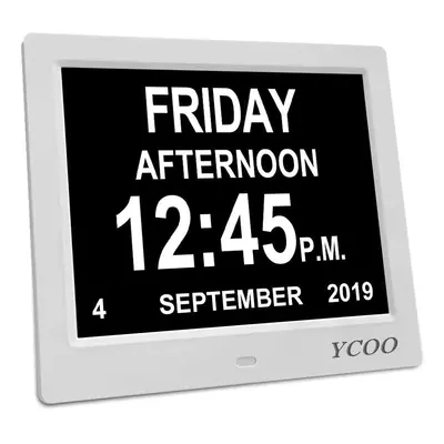 [Newest Version] Dementia Clock,8 Inches Calendar Clock Day Date Clock,Memory Loss Day Clock Ext