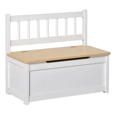 HOMCOM In Wooden Toy Box, Seat Bench Storage Chest w/ Pneumatic Rod