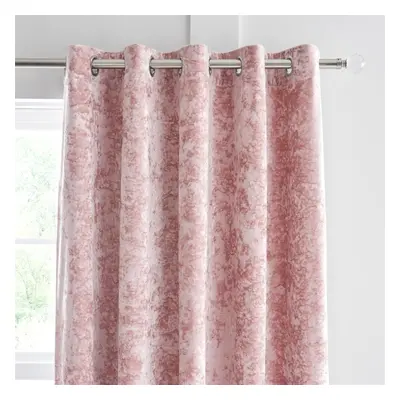 Catherine Lansfield Crushed Velvet x Inch Eyelet Curtain Pair Blush