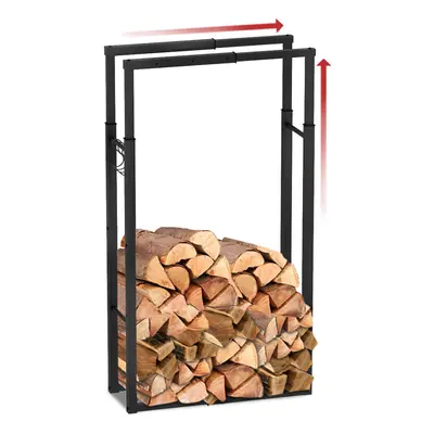 VOUNOT Firewood Log Rack, Retractable Metal Log Store Holder for Outdoor or Indoor, Black