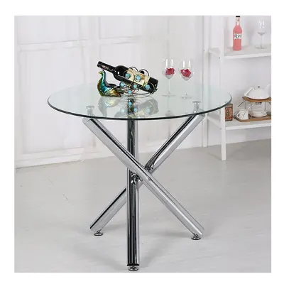 Tempered Glass Crossover Round Dining Table