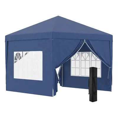 Outsunny 3mx3m Pop Up Gazebo Party Tent Canopy Marquee with Storage Bag Blue