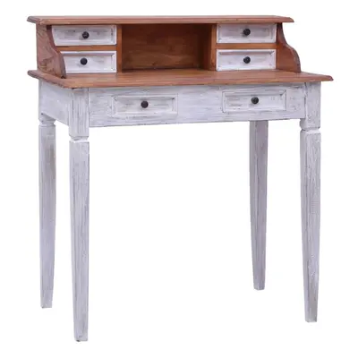 vidaXL Wood Computer Desk with Drawers White 90cm Writing Work Study Table