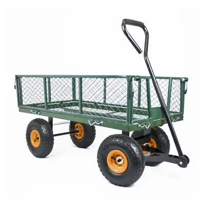 GARDEN TROLLEY Wagon Cart Fold Down Sides Steel Gardening Truck