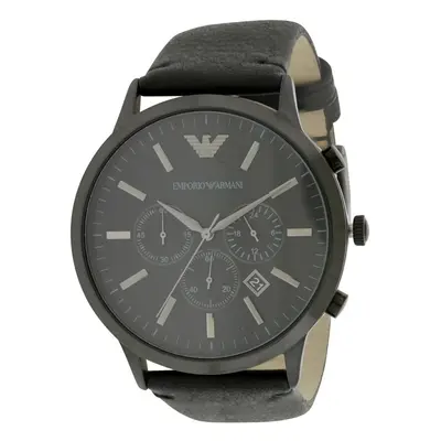 Emporio Armani Chronograph Black Leather Mens Watch AR2461