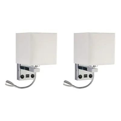 2X Modern LED Wall Lamp Bedside Bedroom Applique Sconce with Switch USB Interior Headboard Home 