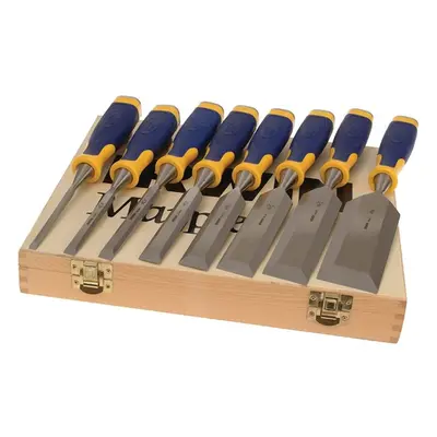 Irwin Marples Wood Chisel Set 8-Piece Bevel Edge with Wooden Storage Box