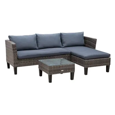 Outsunny PCs Rattan Outdoor Set Cushion Shape Corner Sofa Coffee Table