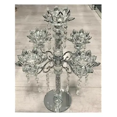 Crushed Diamond Candle Holder Faceted Balls Sparkly Silver Crystal