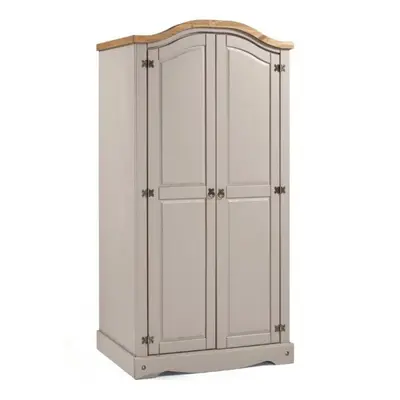 Corona Grey Wax Door Arch Top Wardrobe Solid Pine Bedroom Furniture