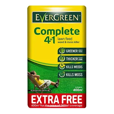 EverGreen 400sqm Complete 4-in-1 Lawn Care, Lawn Food, Weed and Moss Killer Bag