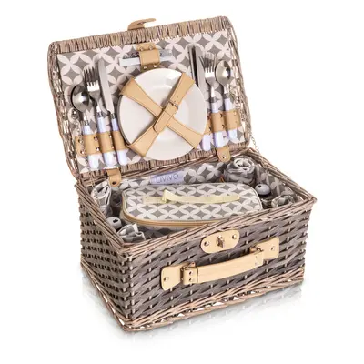 27pc Livivo Picnic Hamper Set | Wicker Picnic Set For Four People