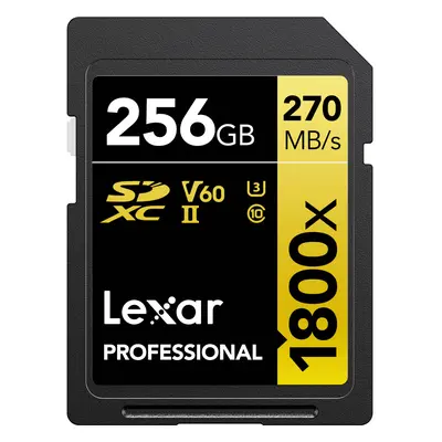 Lexar 256GB Professional 1800x UHS-II SDXC Memory Card (GOLD Series)