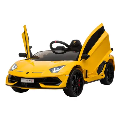 HOMCOM Lamborghini SVJ 12V Ride-On Car w/ Lights Music Remote Yrs Yellow