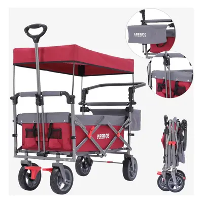 AREBOS Handcart Premium Foldable with Roof | Transport Trolley | Up to kg | Front and Rear Brake