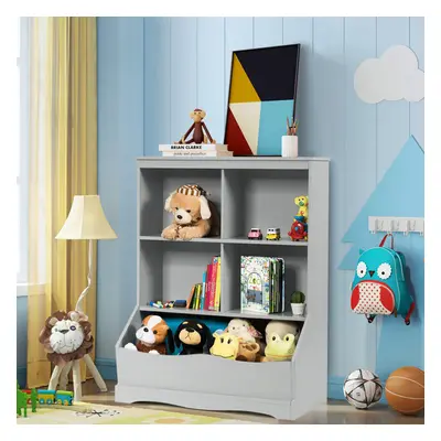 Kids Bookcase Wooden Display Rack Cabinet with Shelves and Compartments