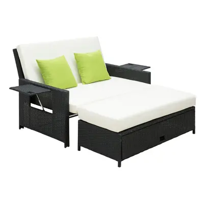 Outsunny Garden Rattan Furniture Set Seater Patio Sun Lounger Daybed Sun Bed