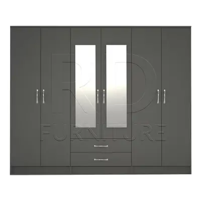 Ready assembled Classic Door Mirrored Wardrobe Grey