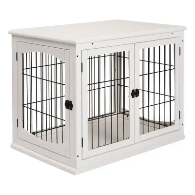 PawHut Dog Crate Puppy Cage End Table Design for Medium Dog White