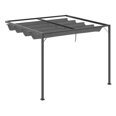 Outsunny x 3(m) Outdoor Pergola Retractable Canopy Wall Mounted Gazebo Grey