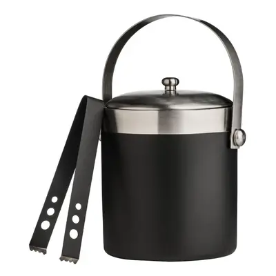 Ice Bucket with Tongs - Black