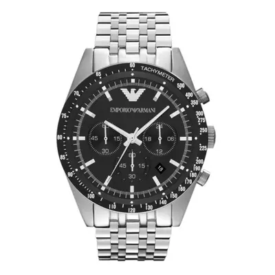 Emporio Armani Mens Chronograph Stainless Steel Classic Black Dial Watch AR5988