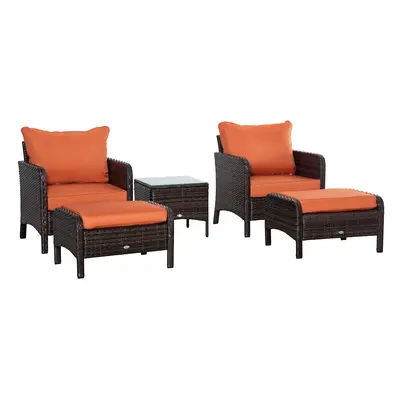 Outsunny Pieces Outdoor Patio Furniture Set Wicker Conversation Set Brown