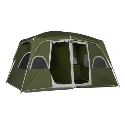 Outsunny Camping Tent, Family Tent Person Room Easy Set Up, Green