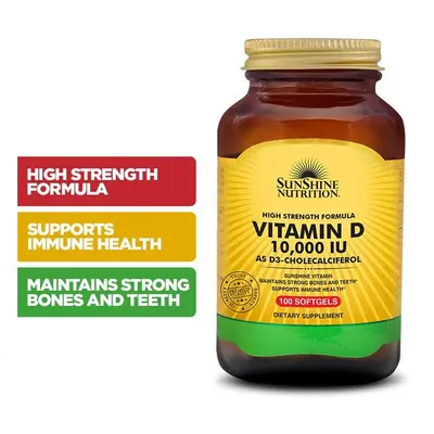 Sunshine Nutrition Vitamin D Iu Softgels 100's Potency Vitamin D3 Supplement