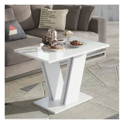 Glass Coffee Side Table White Modern Living Room Furniture