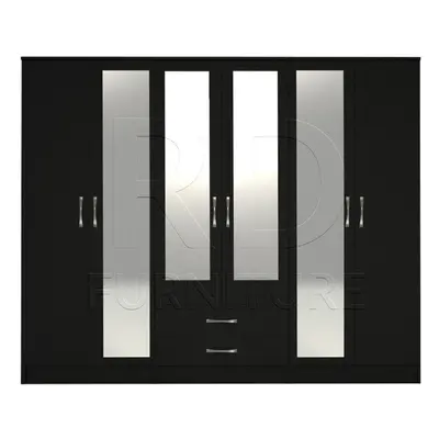 Ready assembled Classic Door Mirror Wardrobe Black