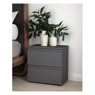 2 Drawer Bedside Cabinet Bedroom Furniture Nightstand Storage-Grey