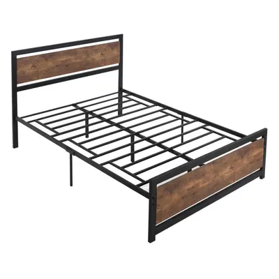 HOMCOM Double Size Metal Bed Frame w/ Headboard & Footboard