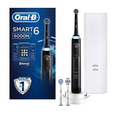 Oral-B Smart 6000N CrossAction Electric Toothbrush, Black App Connected Handle, Modes, Pressure 