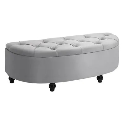 HOMCOM Semi-Circle Storage Ottoman Bench Tufted Upholstered Accent