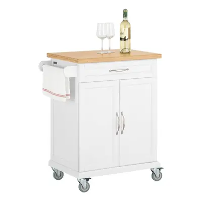 SoBuyÂ® FKW13-WN, Kitchen Cabinet Storage Trolley with Bamboo Worktop