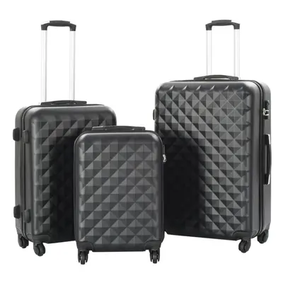 vidaXL Piece Hardcase Trolley Set Black ABS Travel Luggage Bag Suitcase