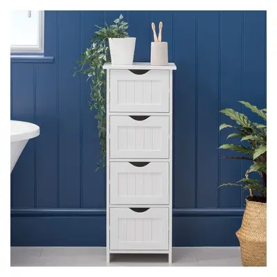 White Bathroom Drawer Organiser Drawers Floor Standing Storage Unit Wooden Cabinet