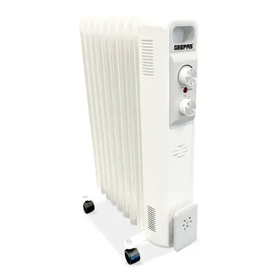 Geepas 2KW Oil Filled Radiator Space Heater Portable Electric Heater Settings 800/1200/2000W The