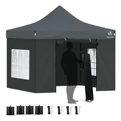 VOUNOT 3x3m Heavy Duty Gazebo with Sides, Pop up Gazebo Fully Waterproof Party Tent with Roller 