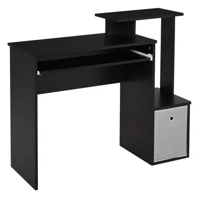 HOMCOM Computer Desk with Sliding Keyboard Tray Storage Drawer Shelf Black