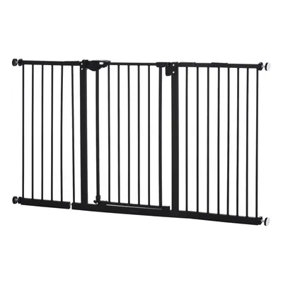 PawHut Adjustable Safety Gate w/ Extensions and Four Adjustable Screws, Black