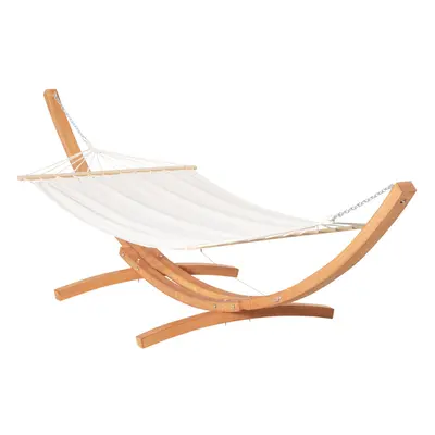 Outsunny Outdoor Garden Hammock Swing Hanging Bed w/Wooden Stand for Patio White